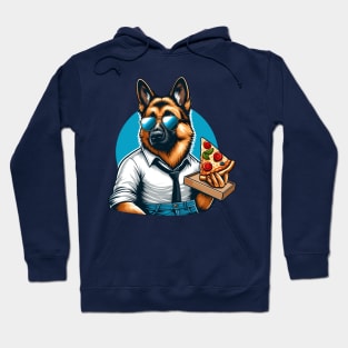 German Shepherd Dog Eating Pizza Hoodie